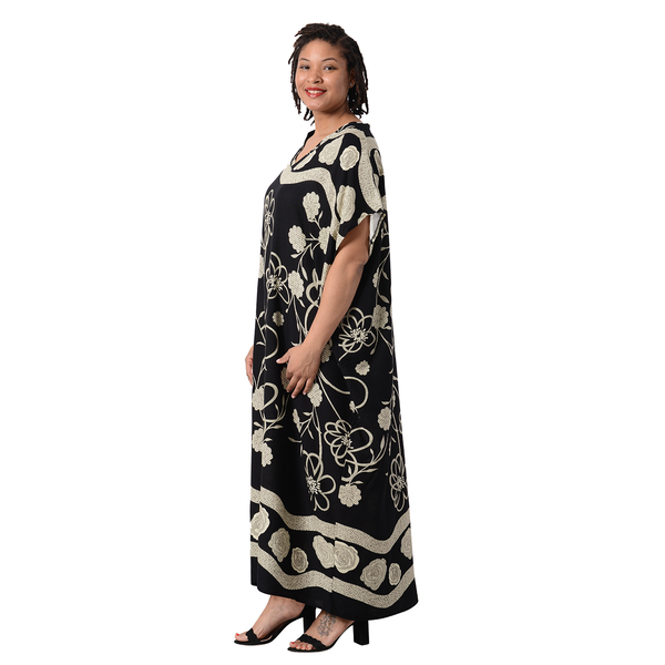 Floral Printed Long Dress in Black (Size 80x30cm)