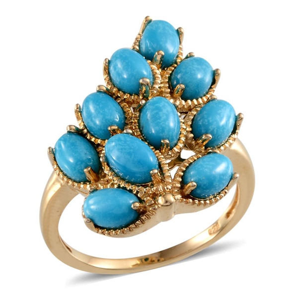 Arizona Sleeping Beauty Turquoise (Ovl) Ring in 14K Gold Overlay Sterling Silver 5.000 Ct.