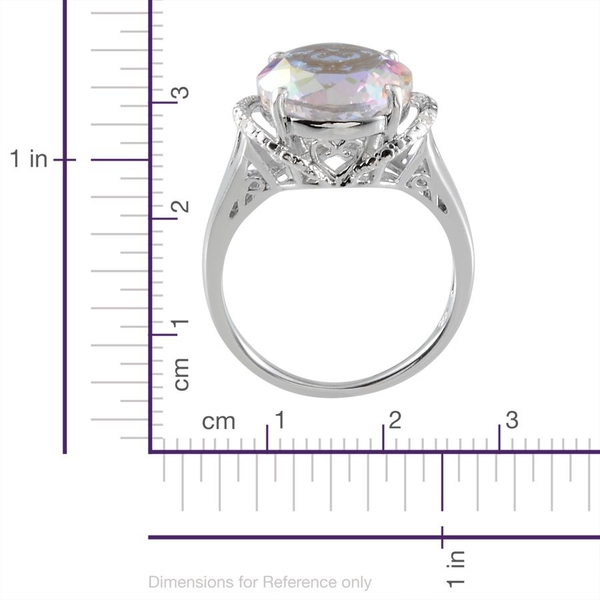 Mercury Mystic Topaz (Rnd 7.50 Ct), Diamond Ring in Platinum Overlay Sterling Silver 7.520 Ct.