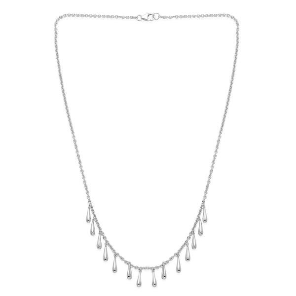 LucyQ Multi Drip Necklace (Size 20) in Rhodium Plated Sterling Silver 13.50 Gms.