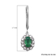Kagem Zambian Emerald and Natural Cambodian Zircon Dangling Earrings (With Lever Back) in Rhodium Overlay Sterling Silver 1.02 Ct.