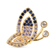Simulated Diamond and Simulated Multi Gemstones Butterfly Pendant in Yellow Gold Overlay Sterling Si