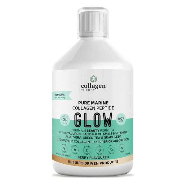 Collagen Theory: Glow Liquid Marine Collagen (With Added Hyaluronic Acid, Vitamin C and B, Aloe Vera