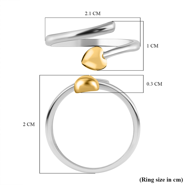 Platinum and Yellow Gold Overlay Sterling Silver Adjustable Ring