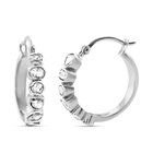 Artisan Crafted Polki Diamond Hoop Earrings (with Clasp) in Platinum Overlay Sterling Silver 0.50 Ct