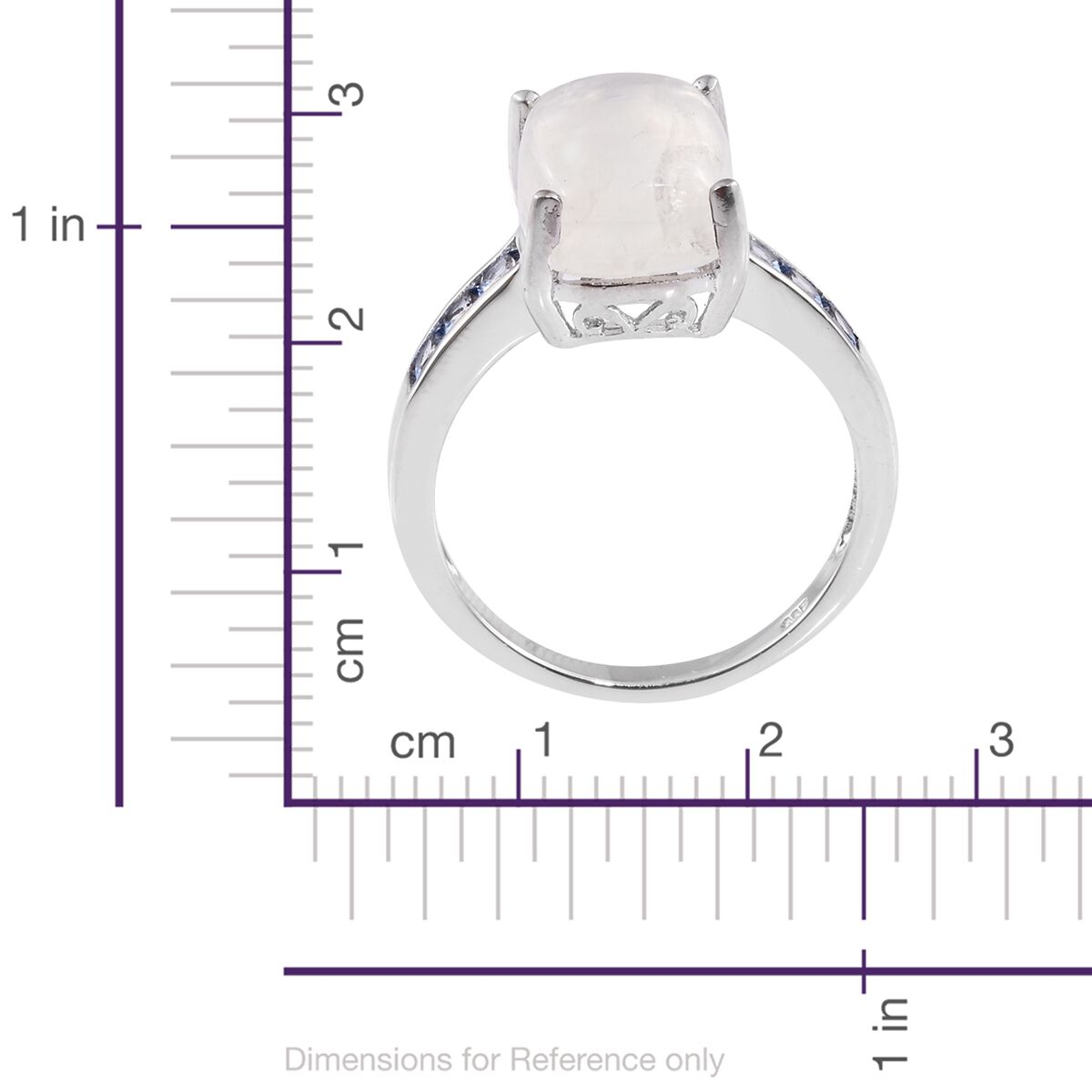 Sri Lankan Rainbow Moonstone (Cush 7.75 Ct), Signity Sum Blue Topaz Ring in Platinum Overlay Sterling Silver 8.250 Ct.