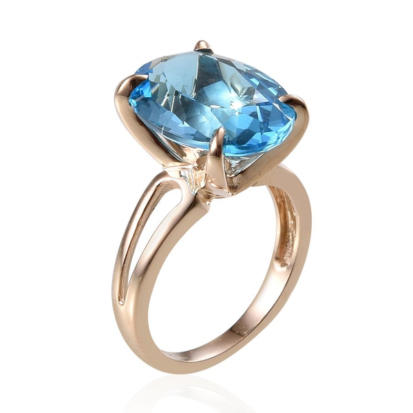 9K Y Gold Electric Swiss Blue Topaz (Ovl) Solitaire Ring 10.000 Ct.