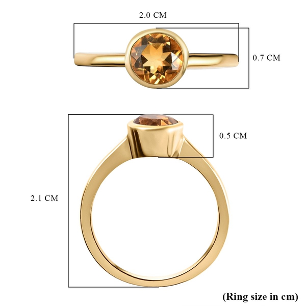 Citrine Solitaire Ring in 18K Vermeil Yellow Gold Plated Sterling Silver