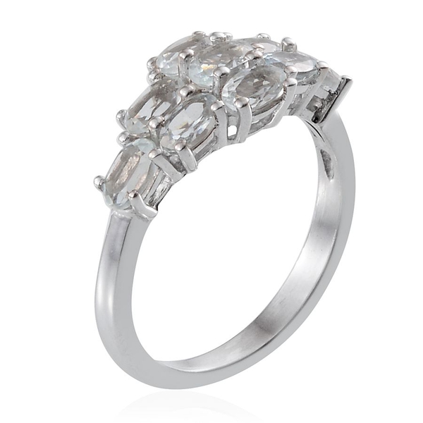 Espirito Santo Aquamarine (Ovl) Ring in Platinum Overlay Sterling Silver 1.750 Ct.