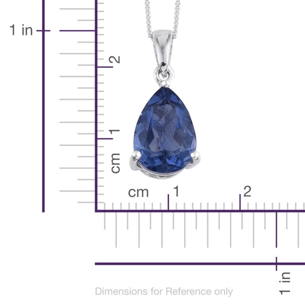Colour Change Fluorite (Pear) Solitaire Pendant With Chain in Platinum Overlay Sterling Silver 5.000 Ct.