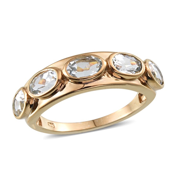 Espirito Santo Aquamarine (Ovl) 5 Stone Ring in 14K Gold Overlay Sterling Silver 2.000 Ct.