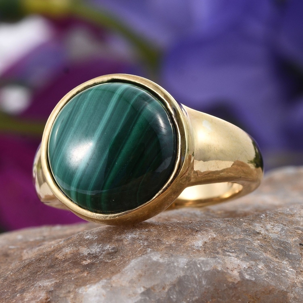 Malachite (Rnd) Ring in 14K Gold Overlay Sterling Silver 11.000 Ct.