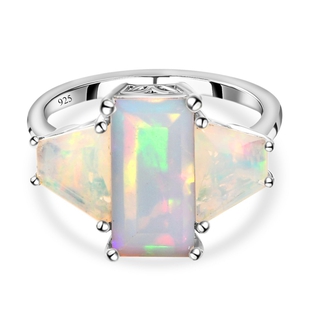 Ethiopian Welo Opal Ring in Platinum Overlay Sterling Silver 3.03 Ct.
