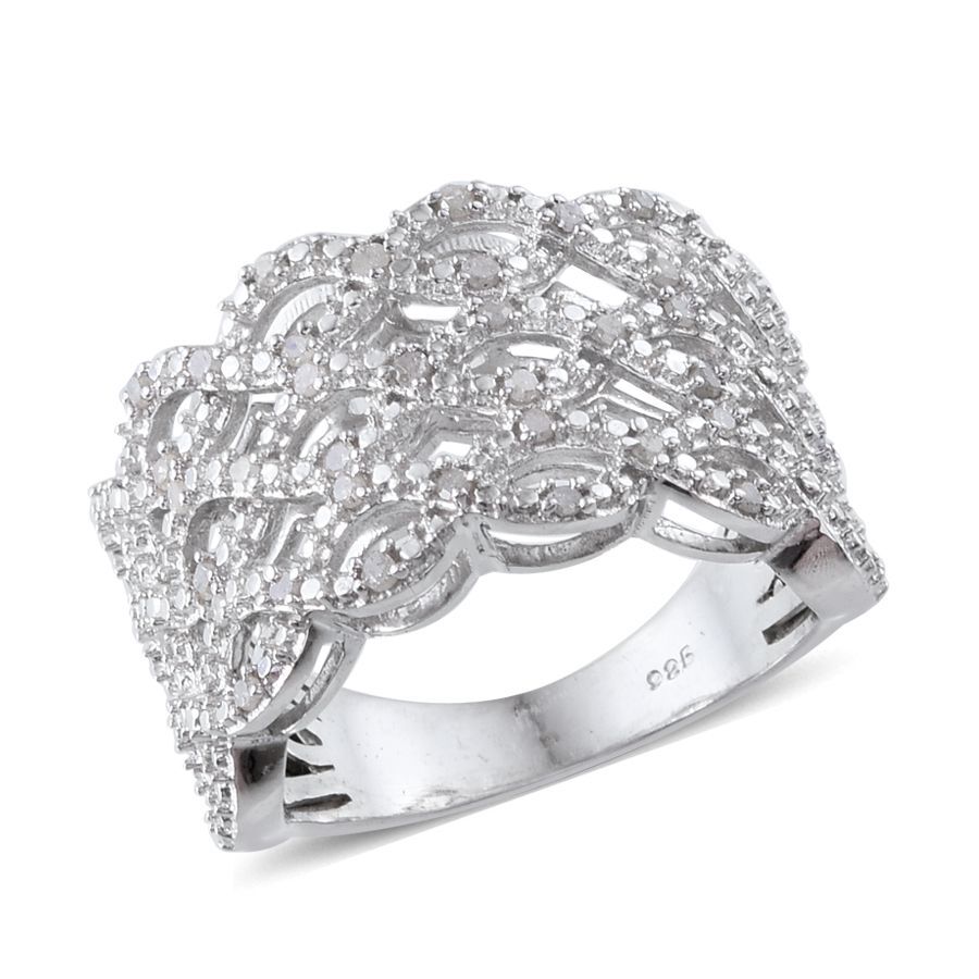 Diamond (Rnd) Infinity Ring in Platinum Overlay Sterling Silver 0.200 Ct.