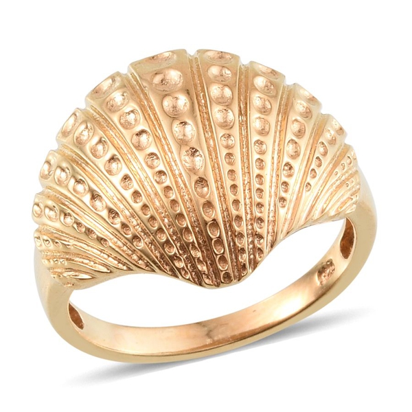 14K Gold Overlay Sterling Silver Shell Ring, Silver wt 6.70 Gms.
