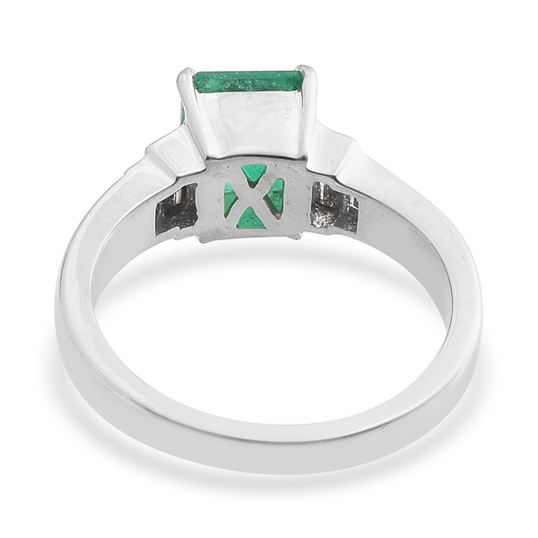 ILIANA 18K W Gold Boyaca Colombian Emerald (Oct 1.64 Ct), Diamond Ring 2.000 Ct.