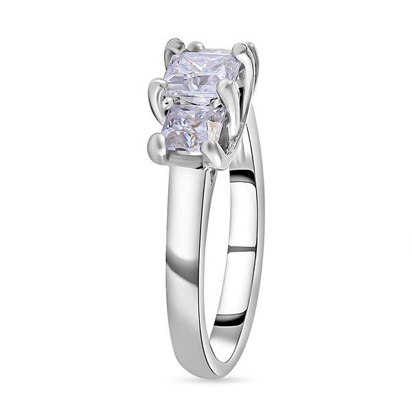Moissanite Ring in Rhodium Overlay Sterling Silver 1.43 Ct.