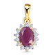 Natural Moroccan Ruby and Natural Cambodian Zircon Pendant in 14K Gold Overlay Sterling Silver 1.40 