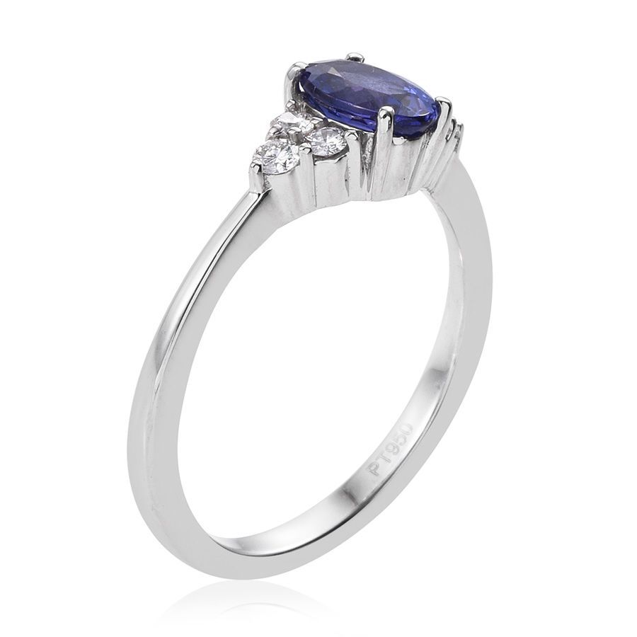 RHAPSODY 950 Platinum 1 Carat AAAA Tanzanite Oval, Diamond VS E-F Ring.
