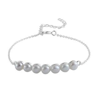 Freshwater White Pearl Adjustable Bracelet in Sterling Silver