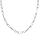 NY Designer Close Out - Platinum Overlay Sterling Silver Figaro Necklace (Size - 22) With Lobster Cl