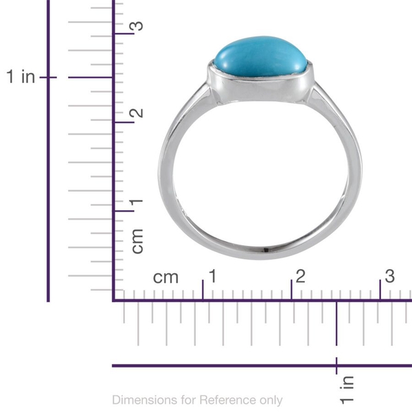 Arizona Sleeping Beauty Turquoise (Ovl) Solitaire Ring in Platinum Overlay Sterling Silver 2.750 Ct.