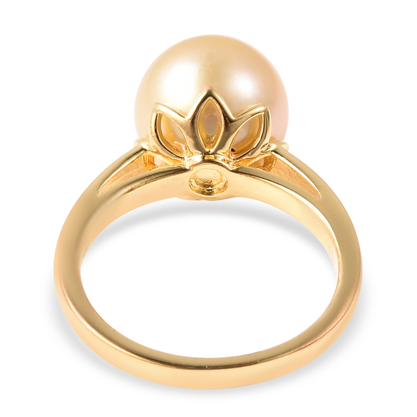 Golden South Sea Momento Talking Pearl Ring in Yellow Gold Overlay Sterling Silver