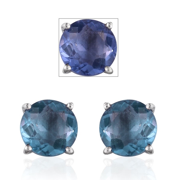 Colour Change Fluorite (Rnd) Stud Earrings in Platinum Overlay Sterling Silver 3.000 Ct.