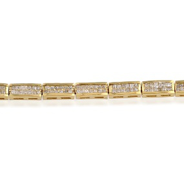 Close Out Deal Diamond (Sqr) Bracelet in 14K Gold Overlay Sterling Silver (Size 7.5) 2.000 Ct.