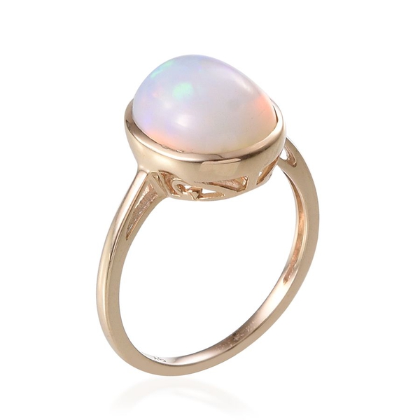 9K Y Gold Ethiopian Opal (Ovl 3.750Ct), Solitaire Ring 3.750  Ct.