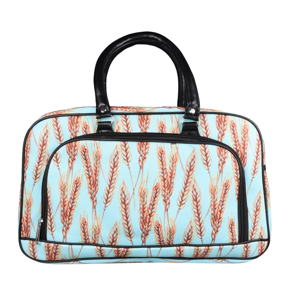 Wheat Pattern Travel Bag with Shoulder Strap and Zipper Closure (Size:43x25x18Cm) - Mint Green