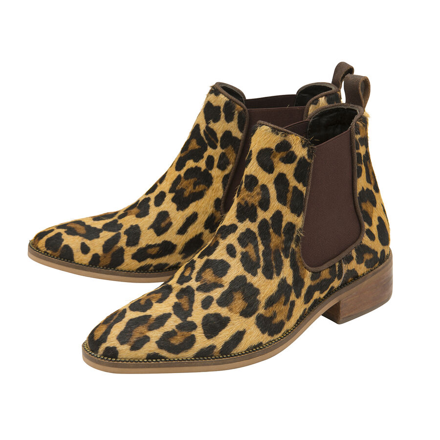 Ravel Leopard-Print Gisborne Leather Slip-On Ankle Boots - M3553344 - TJC