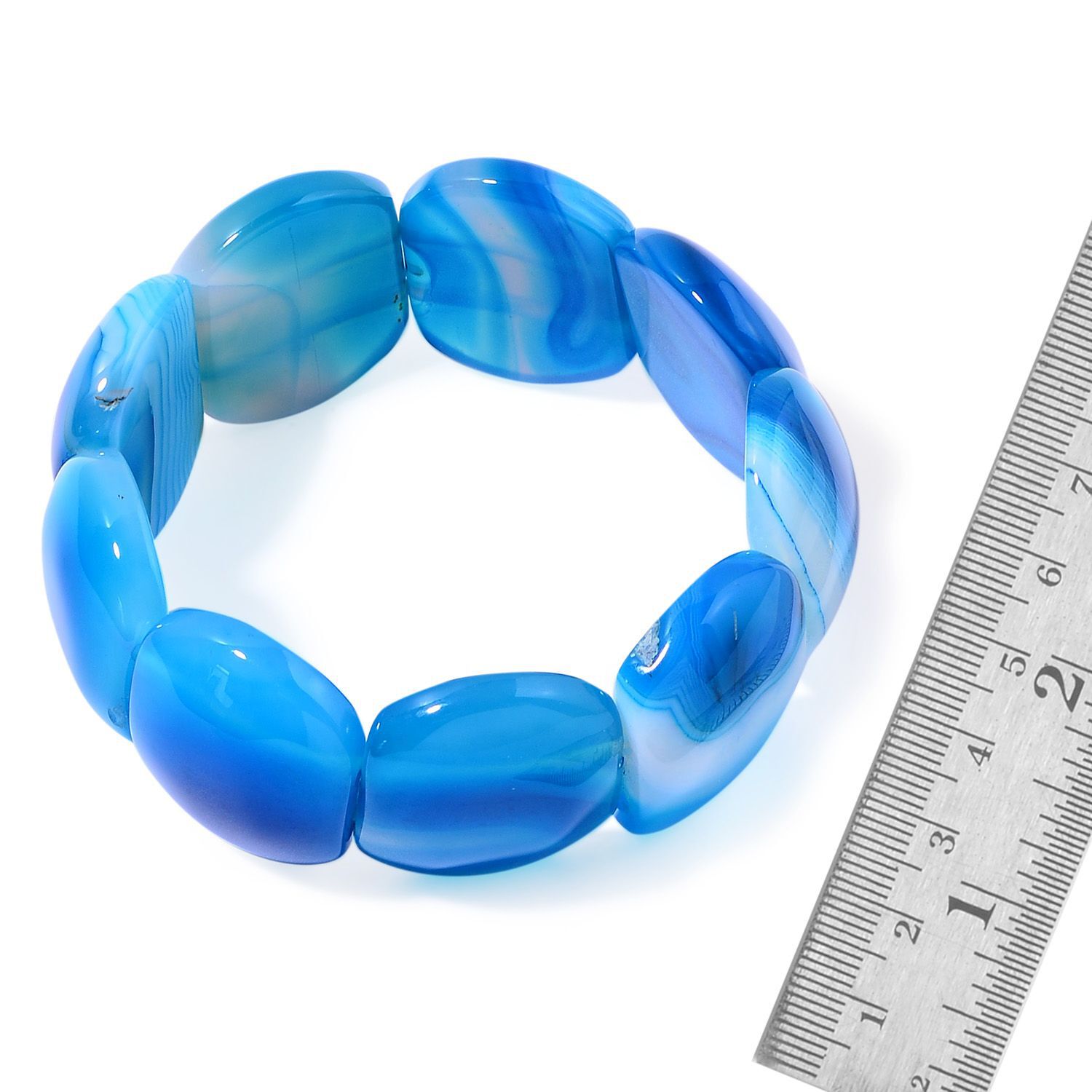 Blue Lace Agate Bracelet (Size 7.5) 414.200 Ct.