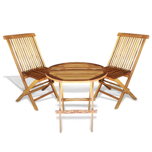 Bali Collection - Set of Two Wooden Folding Chairs (Size:89x47x40x44Cm) and a Round Table (Size 60Cm