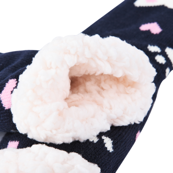 Pair of Cat Pattern Thermal Socks with Sherpa Lining and Anti Slip Sole grip