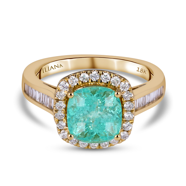 ILIANA 18K Yellow Gold AAA Boyaca Colombian Emerald and Diamond (SI/G-H) Ring 3.05 Ct, Gold Wt. 5.88