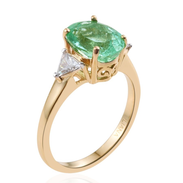 ILIANA 18K Y Gold Boyaca Colombian Emerald (Ovl 2.05 Ct), Diamond Ring 2.350 Ct.
