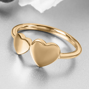 14K Gold Overlay Sterling Silver Hearts Ring