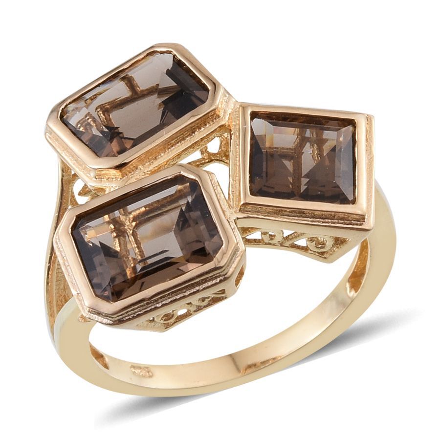 Brazilian Smoky Quartz (Oct) Ring in 14K Gold Overlay Sterling Silver 5.750 Ct.
