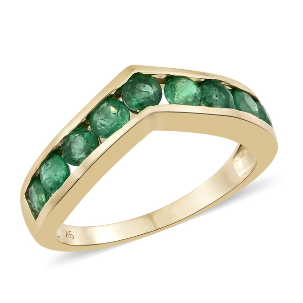 1.25 Ct AA Premium Santa Terezinha Emerald Wishbone Ring in 9K Gold