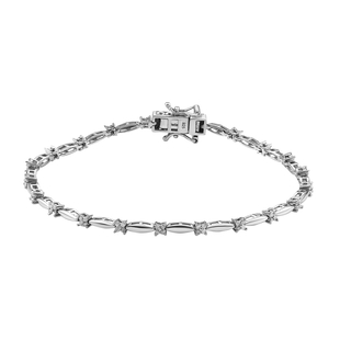One Time Deal - Diamond Bracelet (Size - 7.5) in Platinum Overlay Sterling Silver 0.50 Ct, Silver Wt