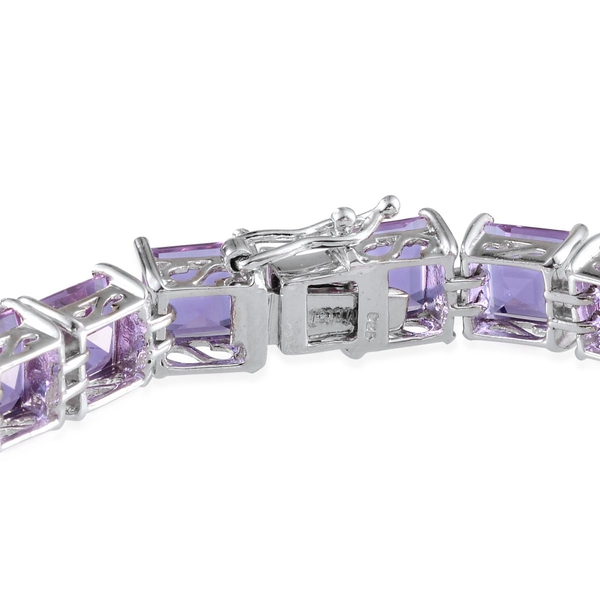 Lavender Alexite (Sqr) Bracelet in Platinum Overlay Sterling Silver (Size 8) 35.000 Ct.
