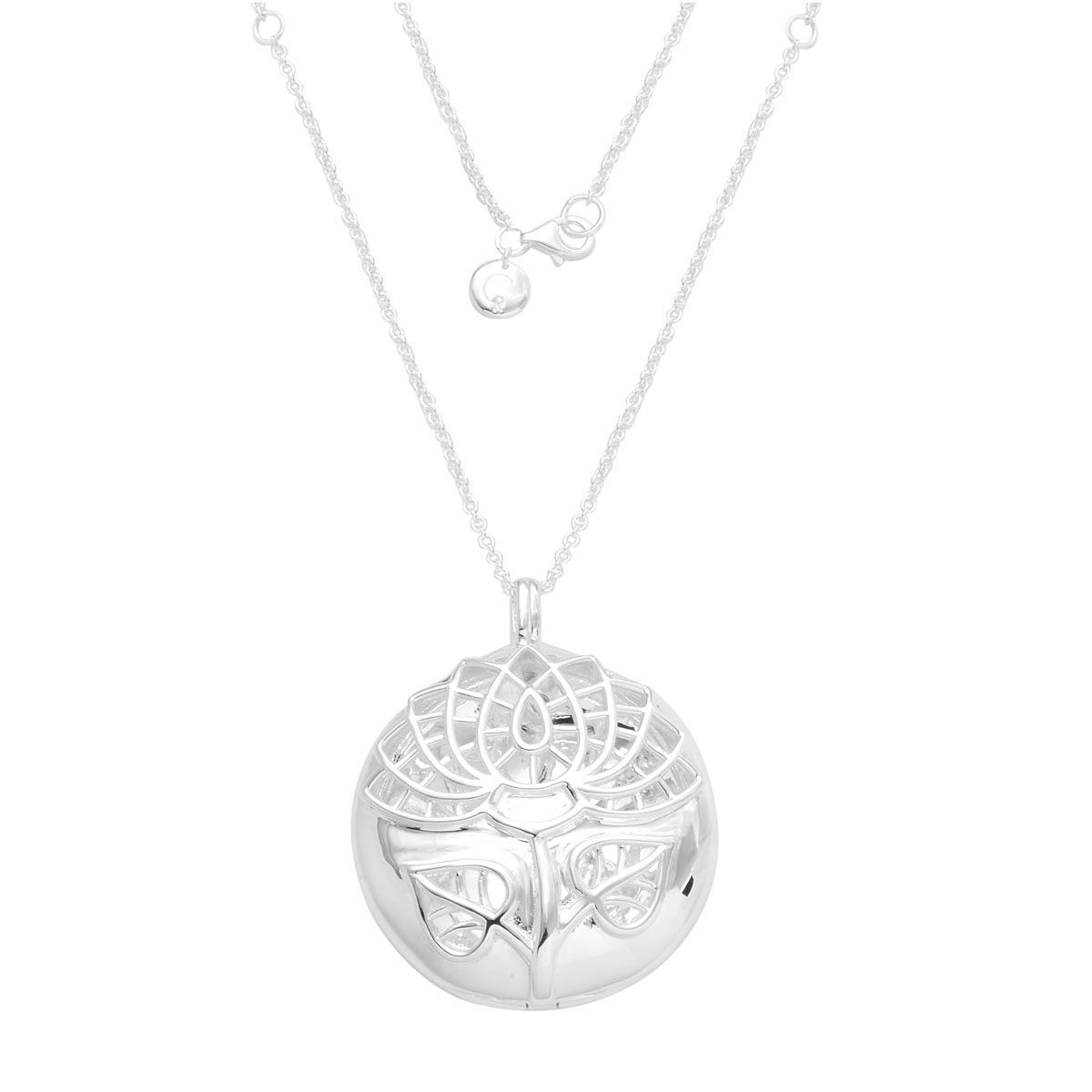 RACHEL GALLEY Sterling Silver Lotus Pendant With Chain, Silver wt 34.20 Gms.