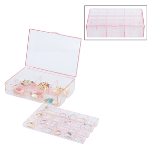 Two Layer Jewellery Organiser with Top Removable Tray - Pink