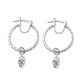 Sterling Silver Skull Charm Hoop Earrings (with Clasp)