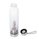 Amethyst Crystal Elixir Glass Water Bottle with Stainless Steel Cap (Size 25.5x6.5 Cm) with Travel Case - Holds 650ml