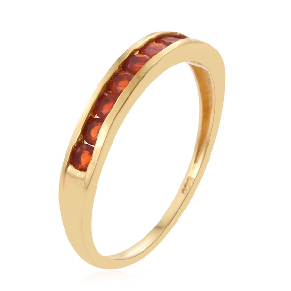 Jalisco Fire Opal (Rnd) Half Eternity Band Ring in 14K Gold Overlay Sterling Silver 0.500 Ct.