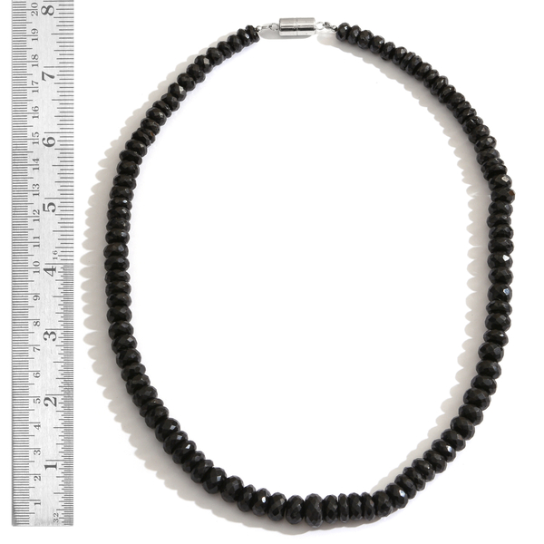Exclusive Edition - Graduated Boi Ploi Black Spinel Necklace (Size 20) with Magnetic Clasp in Rhodium Plated Sterling Silver 400.00 Ct.