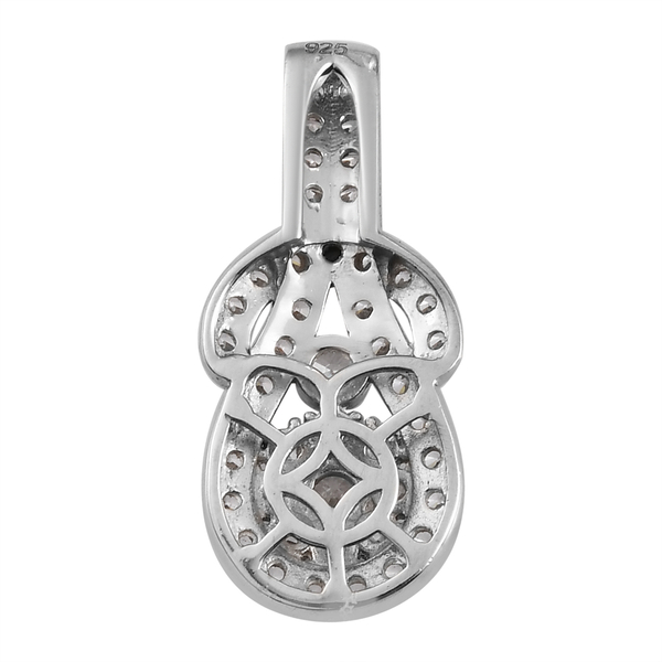 Lustro Stella Platinum Overlay Sterling Silver Cluster Pendant Made with Finest CZ 2.05 Ct.
