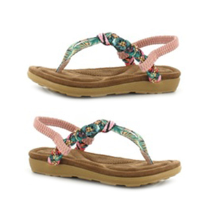Ella Flori Toe Post Sandal with Elastic Strap in Pink (Size 4)